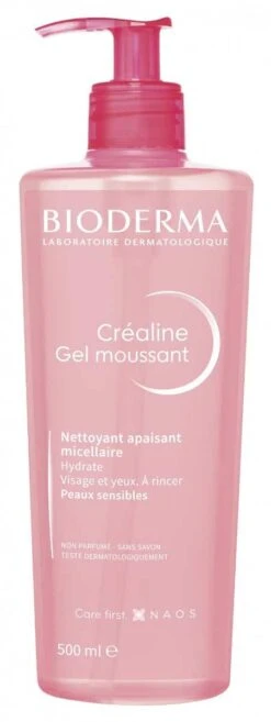 Bioderma CREALINE - Gel Moussant Nettoyant Et Apaisant Micellaire - Visage Et Yeux - Peaux Sensibles, 500ml