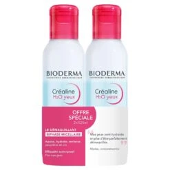 Bioderma CREALINE H2O - Yeux Biphase Micellaire Démaquillant Waterproof - Yeux Sensibles Et Lèvres, 2x125ml