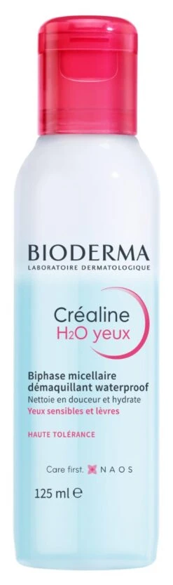 Bioderma CREALINE H2O - Yeux Biphase Micellaire Démaquillant Waterproof - Yeux Sensibles Et Lèvres, 125ml