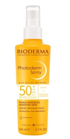 Bioderma PHOTODERM - Spray Solaire Invisible SPF50+ - Visage Et Corps - Peaux Sensibles, 200ml