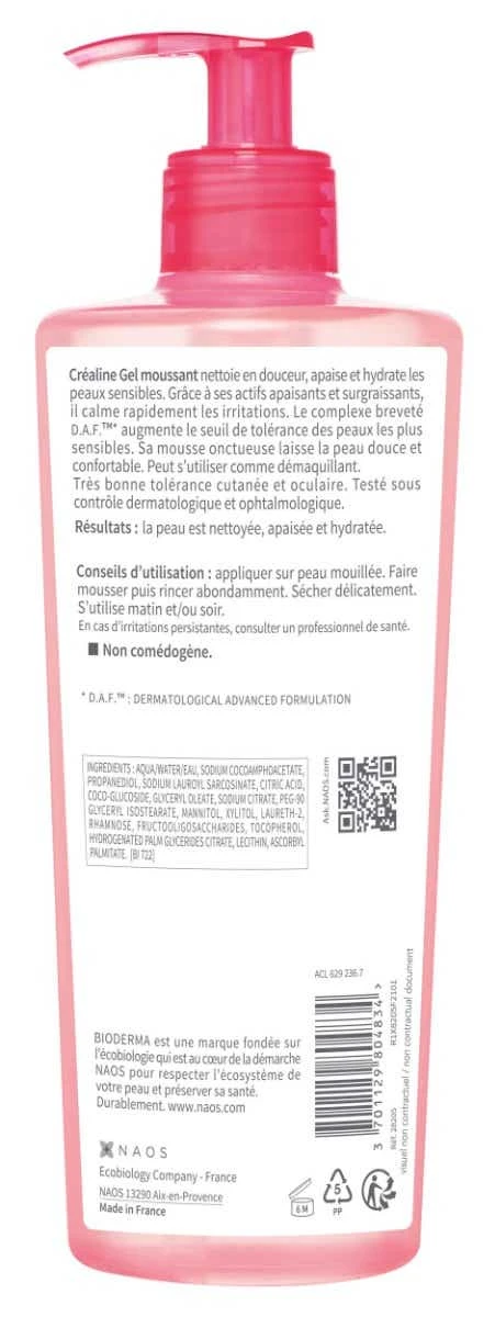 Bioderma CREALINE - Gel Moussant Nettoyant Et Apaisant Micellaire - Visage Et Yeux - Peaux Sensibles, 500ml 5 Bioderma CREALINE - Gel Moussant Nettoyant Et Apaisant Micellaire - Visage Et Yeux - Peaux Sensibles, 500ml – Image 3