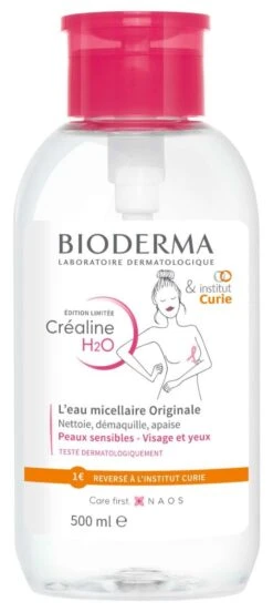 Bioderma CREALINE H2O - Eau Micellaire Démaquillante Edition Limitée Institut Curie - Visage Et Yeux - Peaux Sensibles, 500ml
