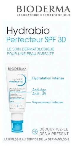Bioderma HYDRABIO - Soin Hydratant Lissant Booster D'Eclat SPF30 - Peaux Sensibles Déshydratées, 40ml -Bioderma hydrabio perfecteur 40ml texte 3401329447977